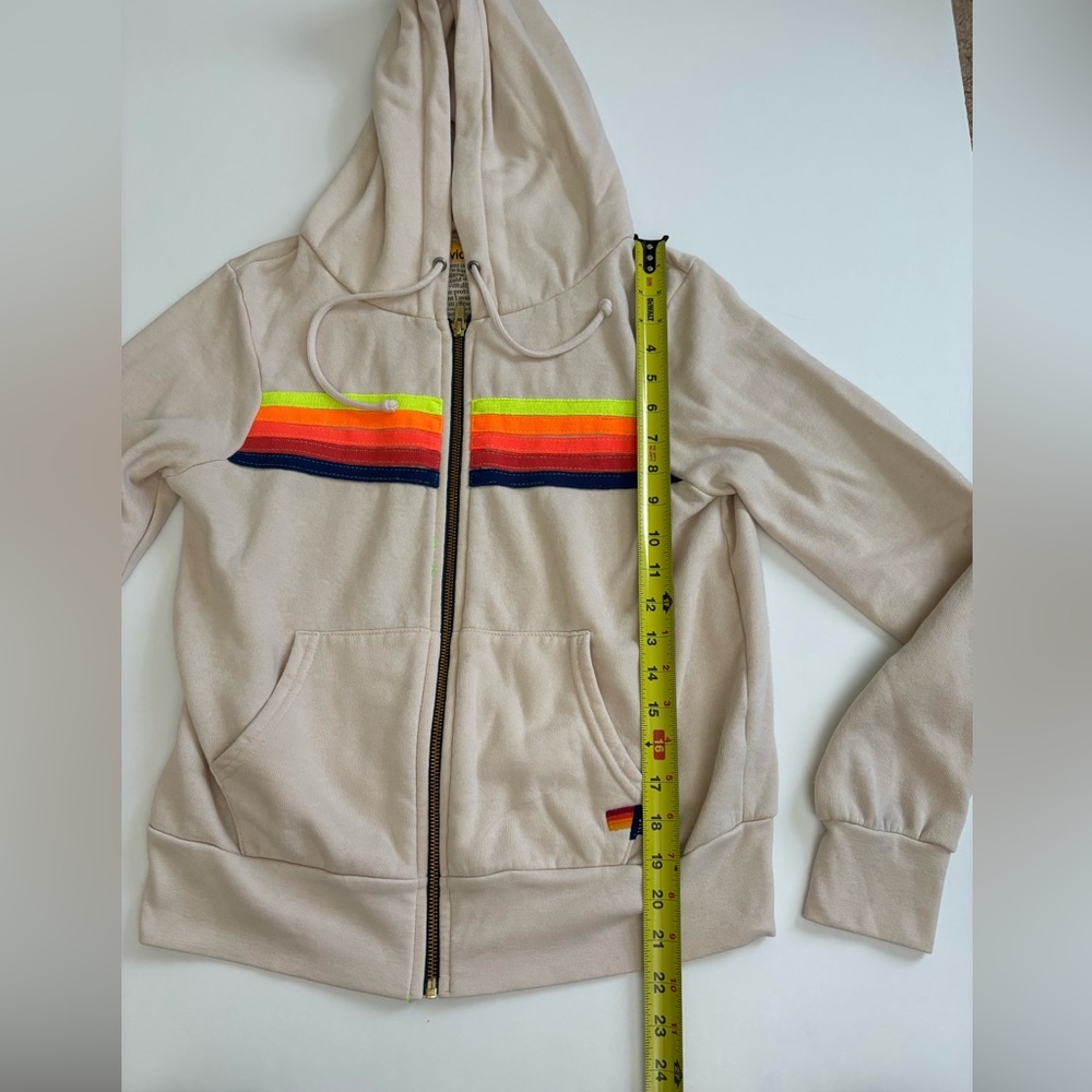 Aviator Nation Cream Color 5 Stripe Full Zip Hoodie Size XS *See description - Picture 6 of 9